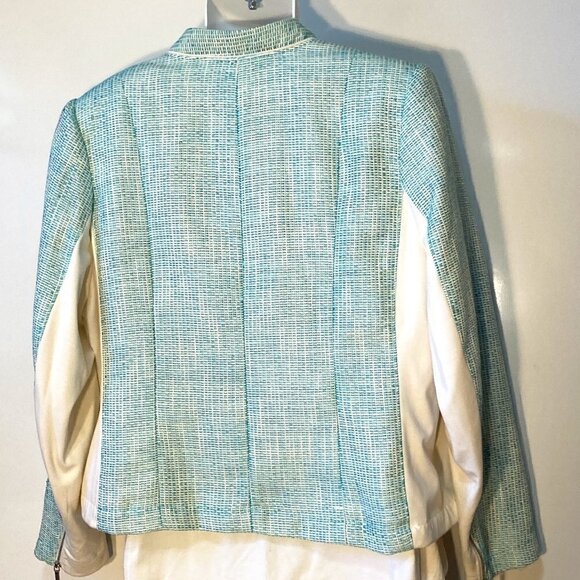Lane Bryant SZ 26 Aqua & Cream Zip front Jacket Academia Modern Career Y2K - Picture 5 of 8